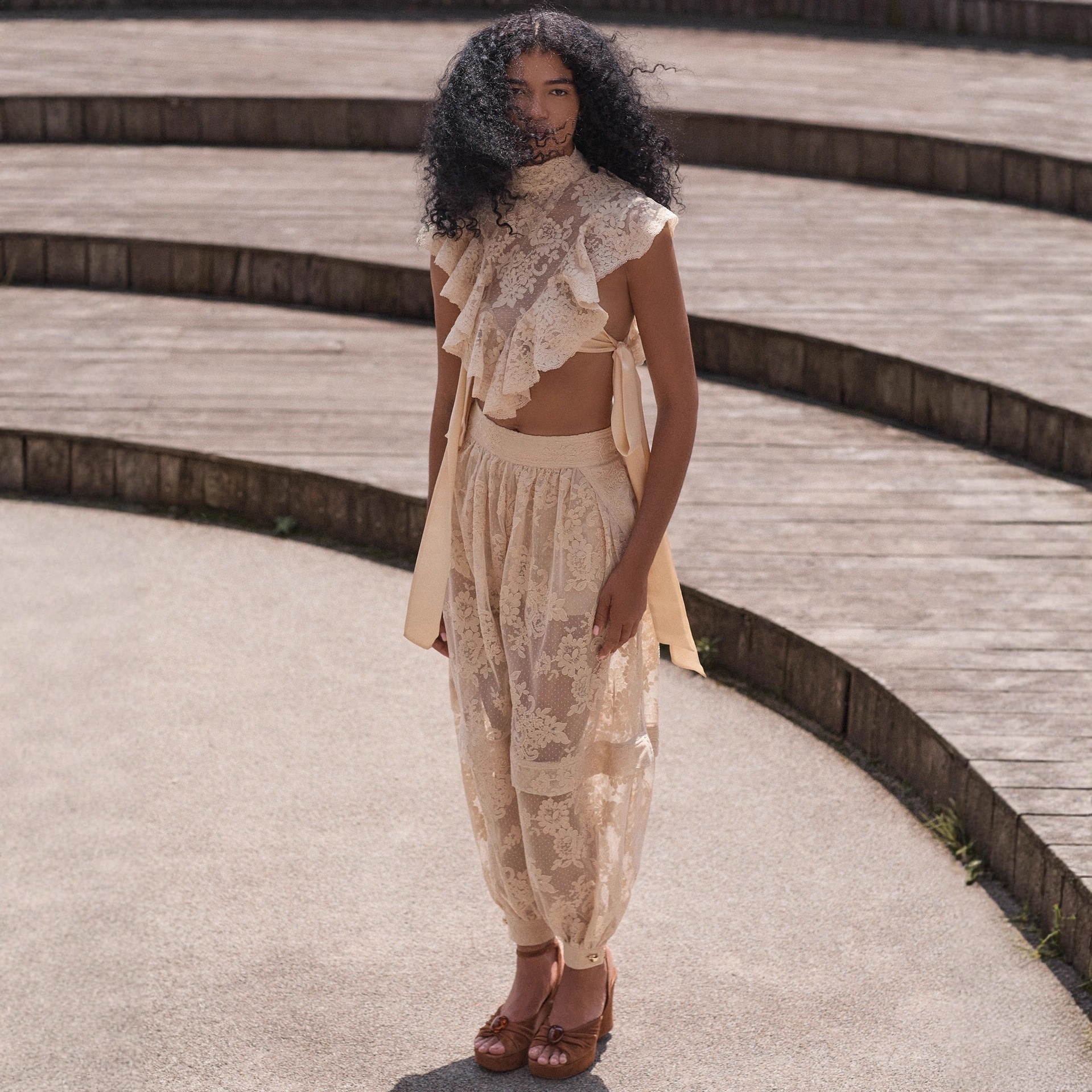 Women's Sleeveless Tie-Front Casual Loose Two-Piece Pants Set