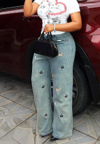 Women's Dachshund Print Denim Pants