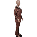 Autumn/Winter Women's Velvet Beaded Letter Casual Tracksuit Set