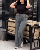 Women's High-Waist Elastic Wide-Leg Trousers