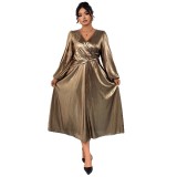 Women's Sexy Chic Lantern Sleeve High-Waist Bodycon Dress