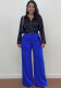 Women's High-Waist Wide-Leg Pants Fashion Two-Pocket Loose Casual Trousers