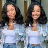 Women's Pre-Cut Lace Synthetic Wig Black Side-Parted Short Curly Hair