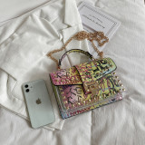 Women's Graffiti Print Transparent Chain Strap Jelly Bag