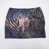 Women's Leopard Print Mesh Slash-Shoulder Long Sleeve Top + Tight-Fitting Short Skirt Two-Piece Set