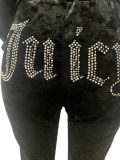 Autumn/Winter Women's Velvet Beaded Letter Casual Tracksuit Set