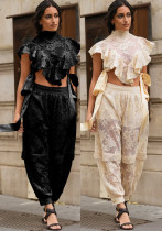 Women's Sleeveless Tie-Front Casual Loose Two-Piece Pants Set