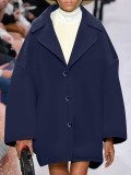 Autumn/Winter Women's Chic Turndown Collar Wool Blend Coat