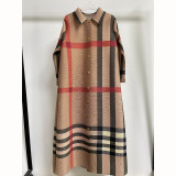 Women's African Single-Breast Plus Size Fashion Plaid British Chic Shirt Dress