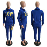 Women's Shiny Letter High-Neck Sportswear Set