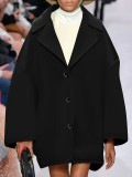 Autumn/Winter Women's Chic Turndown Collar Wool Blend Coat