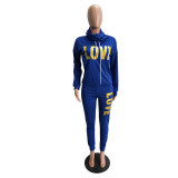 Women's Shiny Letter High-Neck Sportswear Set