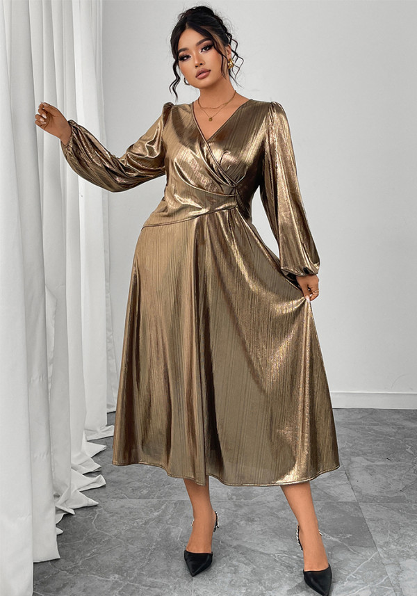 Women's Sexy Chic Lantern Sleeve High-Waist Bodycon Dress