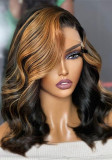 Women's Fashion Synthetic Body Wave Wig Brown Side-Parted Bob