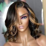 Women's Fashion Synthetic Body Wave Wig Brown Side-Parted Bob