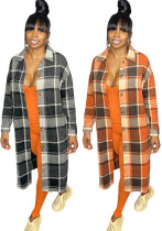 Women's Casual Classic Check Single-Breast Wool Coat Women's Casual Classic Check Single-Breast Wool Coat