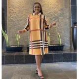 Women's African Single-Breast Plus Size Fashion Plaid British Chic Shirt Dress