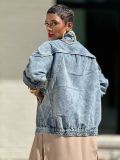 Women Washed Cargo Denim Jacket