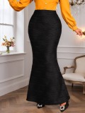 Women elegant ripple fishtail bodycon skirt