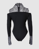 Women Lace Patchwork Bodysuit