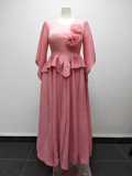 Plus-Size Women African Floral Ruffled Elegant Maxi Dress