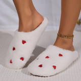Women Heart Print Winter Flat Close-Toe Moccasins
