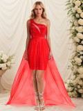 Women Fall Sleeveless Slash Shoulder Sequined Mesh Formal Party Evening Dress