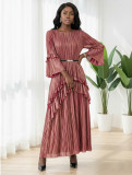 Plus-Size Women African French Ruffled Elegant Maxi Dress