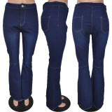 Women Denim Bell Bottom Wide-Leg Pants