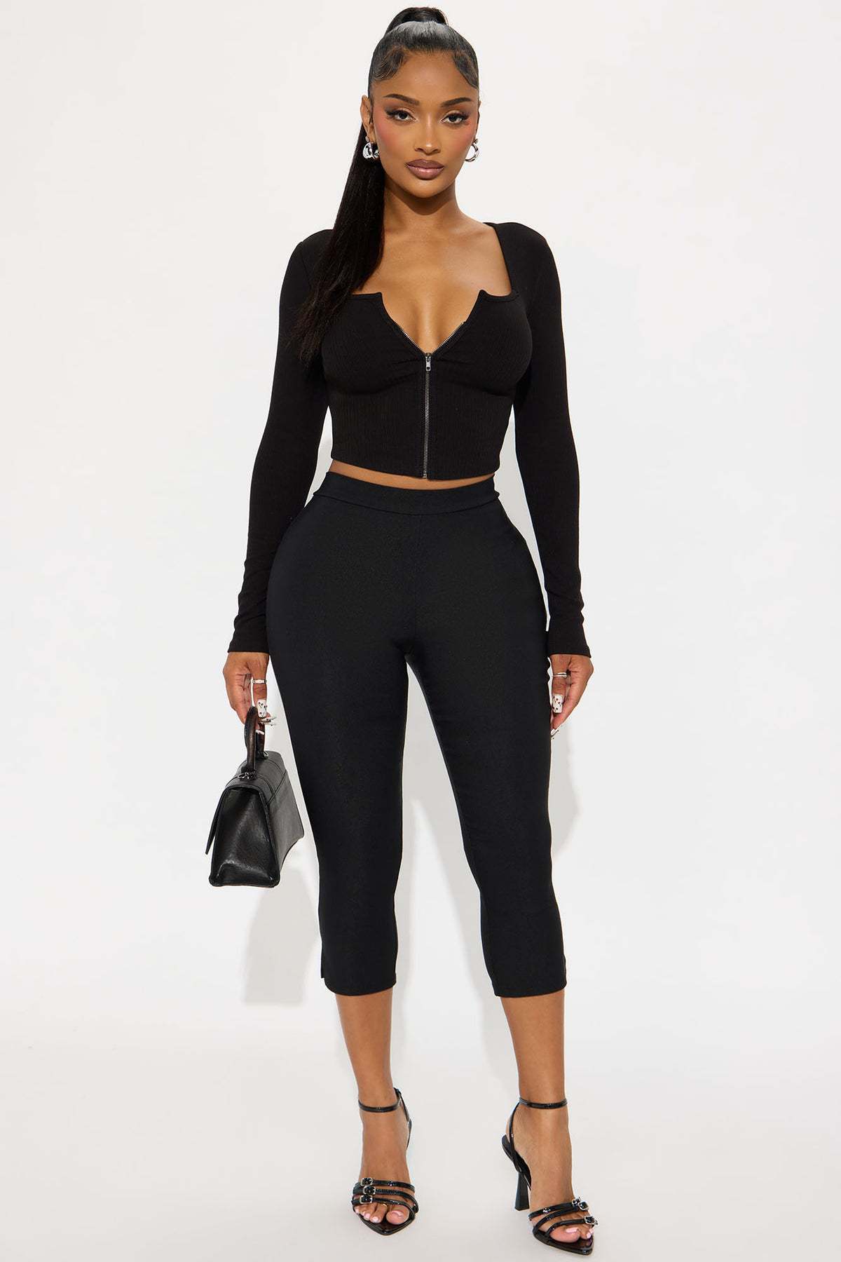 Women Fall Solid V-Neck Casual Sport Zippered Long-Sleeved Top and Pants Two-Piece Set