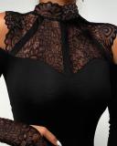Women Lace Patchwork Bodysuit