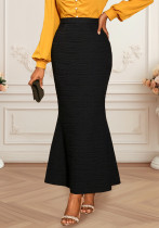 Women elegant ripple fishtail bodycon skirt