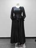 Plus-Size Women African Floral Ruffled Elegant Maxi Dress
