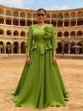 Plus-Size Women African Floral Ruffled Elegant Maxi Dress