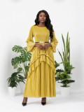 Plus-Size Women African French Ruffled Elegant Maxi Dress