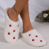 Women Heart Print Winter Flat Close-Toe Moccasins