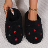 Women Heart Print Winter Flat Close-Toe Moccasins