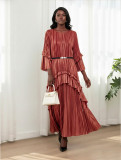 Plus-Size Women African French Ruffled Elegant Maxi Dress