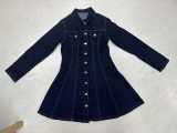 Women Solid Pleated Denim Dress