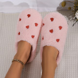 Women Heart Print Winter Flat Close-Toe Moccasins