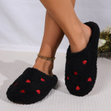 Women Heart Print Winter Flat Close-Toe Moccasins