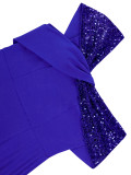 Women off-the-shoulder pleated sequined dress