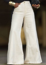Women White Bell Bottom Denim Pant