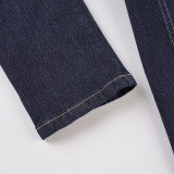 Women Solid Pleated Denim Dress