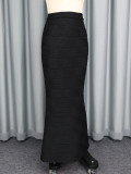 Women elegant ripple fishtail bodycon skirt