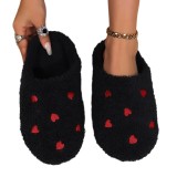 Women Heart Print Winter Flat Close-Toe Moccasins