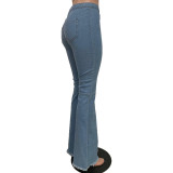 Women Denim Bell Bottom Wide-Leg Pants