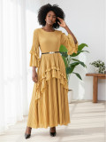 Plus-Size Women African French Ruffled Elegant Maxi Dress