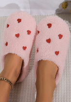 Women Heart Print Winter Flat Close-Toe Moccasins
