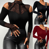 Women Lace Patchwork Bodysuit